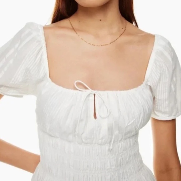 Aritzia Coquette White Puff Sleeve Kay Babydoll Dress - Picture 6 of 7